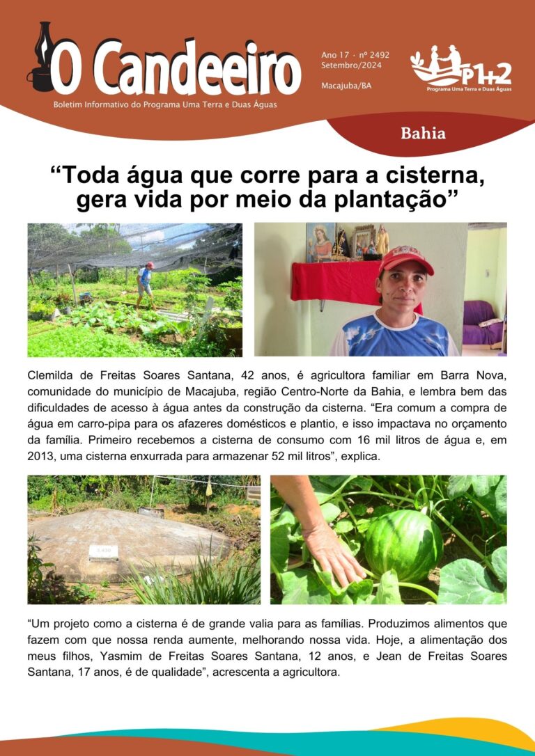 Toda água que corre para a cisterna,  gera vida por meio da plantação